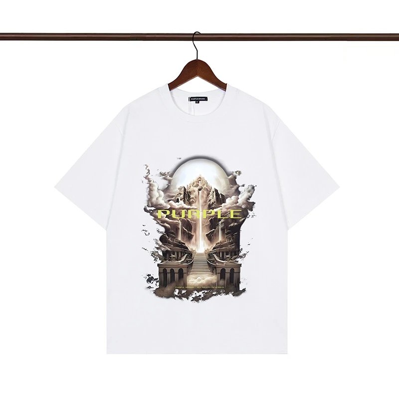 Purple Brand Abstract Print White Oversized T-Shirt