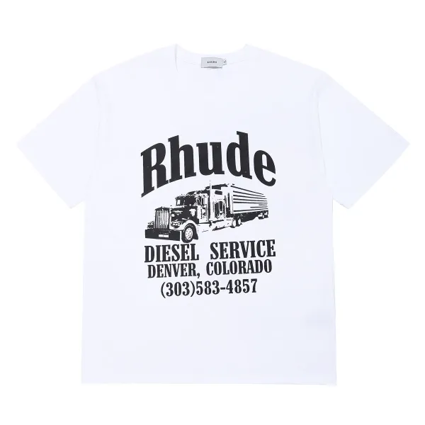 Rhude Diesel Service White T-Shirt - 1
