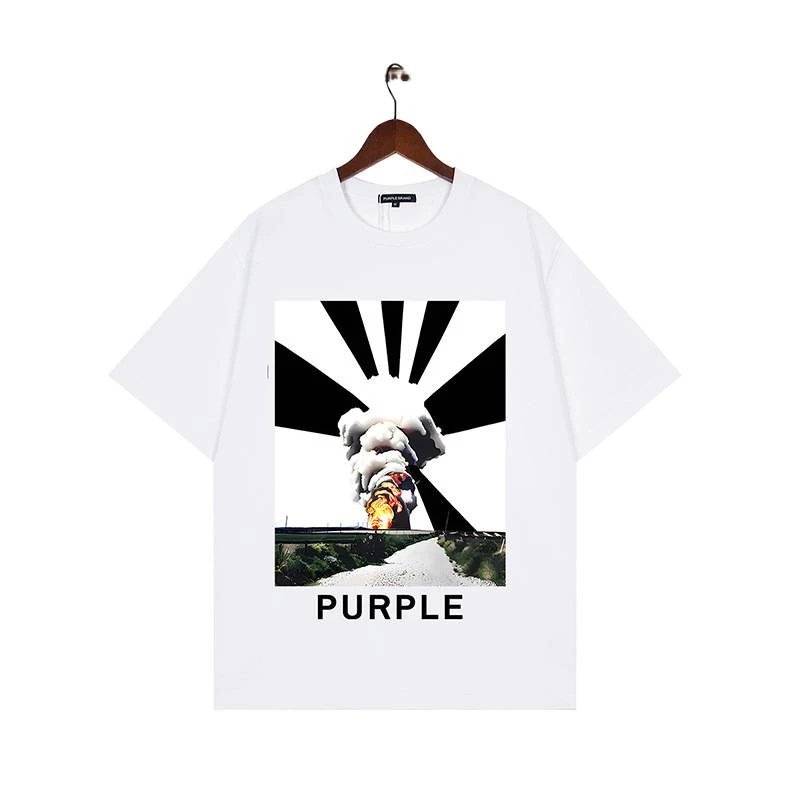 Purple Brand Abstract Print White Oversized T-Shirt