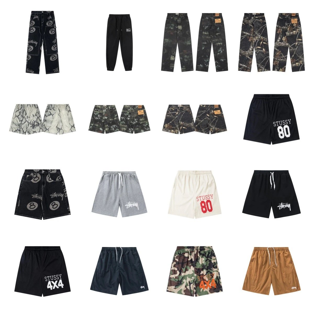 Stussy 8-Ball / Camo / 4X4 / '80' Collection Pants & Shorts