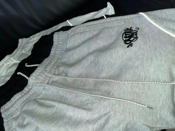 Design Sporty Track Shorts Black with White Piping - 13