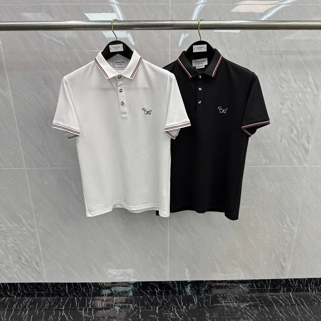 Tri-Color Ribbed Puppy Embroidery Polo Shirt