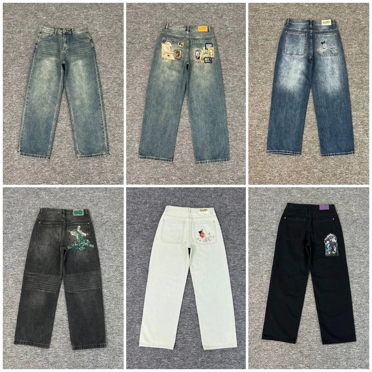 Embroidered Street Style Straight Denim Jeans photo 8