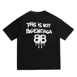 thumbnail for Unisex fashion and versatile crew neck pullover T-shirt 270g hand-painted ink splash tide foreign trade