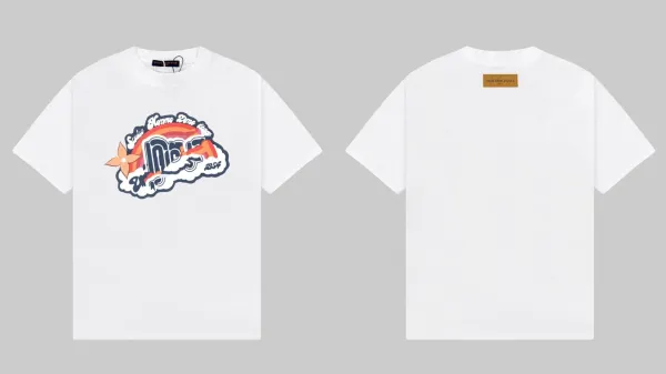 Louis Vuitton Rainbow Cloud Print White T-Shirt - 1