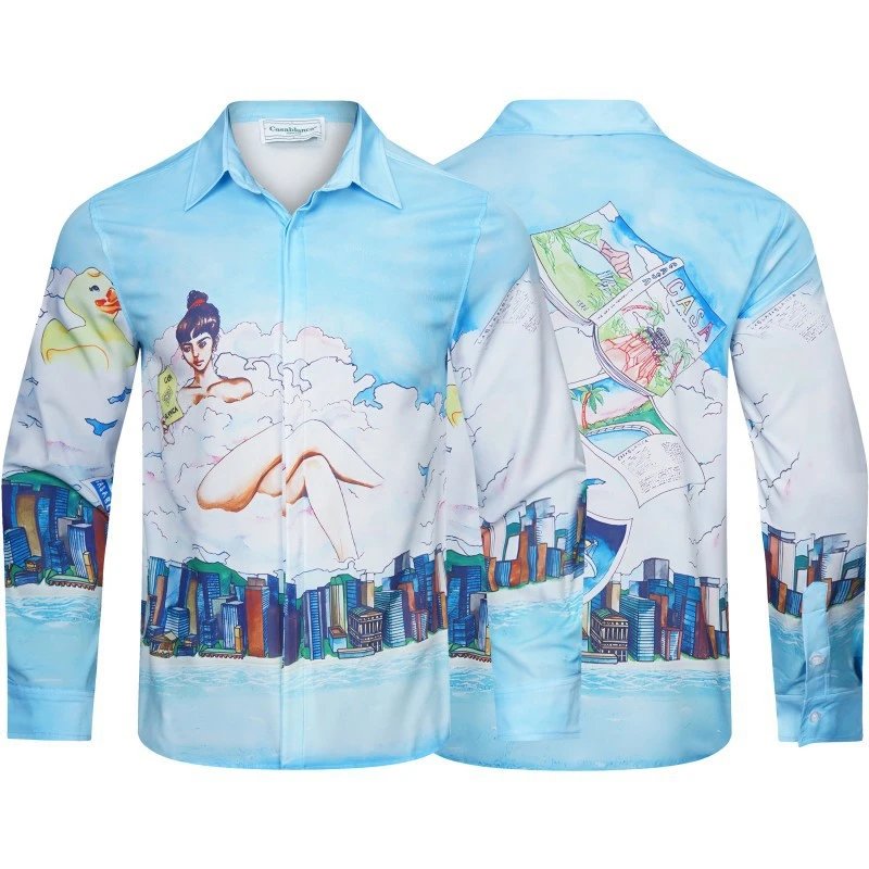 CasaBlanca Geometric Print Mint Green and White Shirt - 31