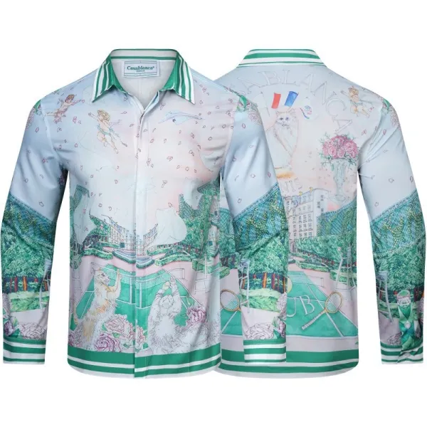 CasaBlanca Geometric Print Mint Green and White Shirt - 43