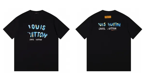 Louis Vuitton Watercolor Logo Black T-Shirt - 1