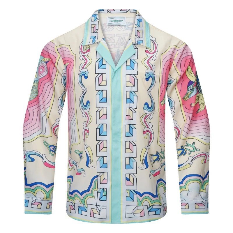 CasaBlanca Geometric Print Mint Green and White Shirt - 65