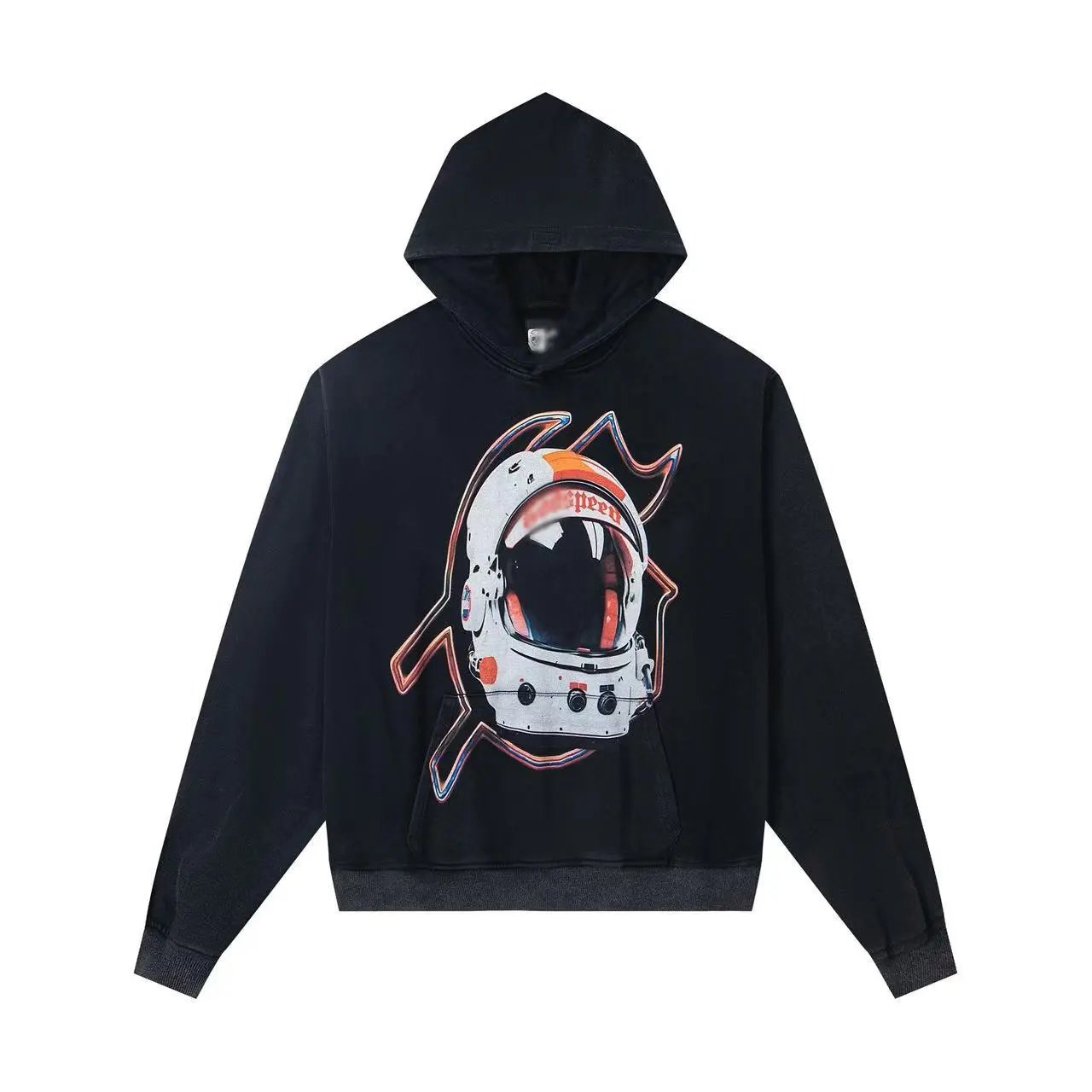 Washed Distressed Print Zip Hoodie photo 4