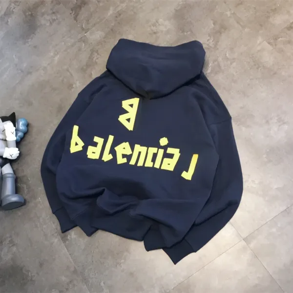 Balenciaga Logo Hoodie Navy - 4