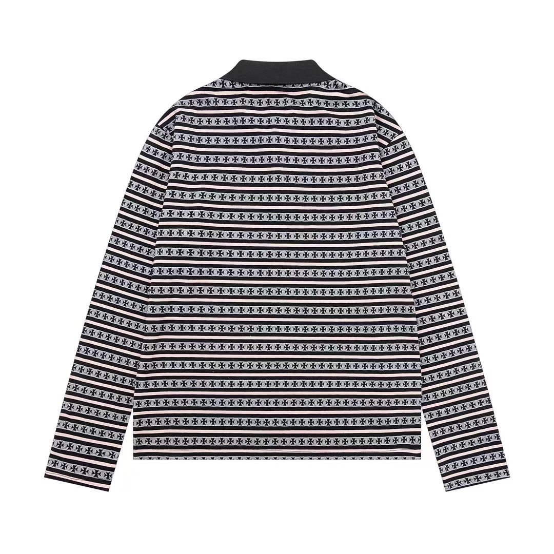 Stone Island Long Sleeve Polo Blue Striped Pattern Polo - 9