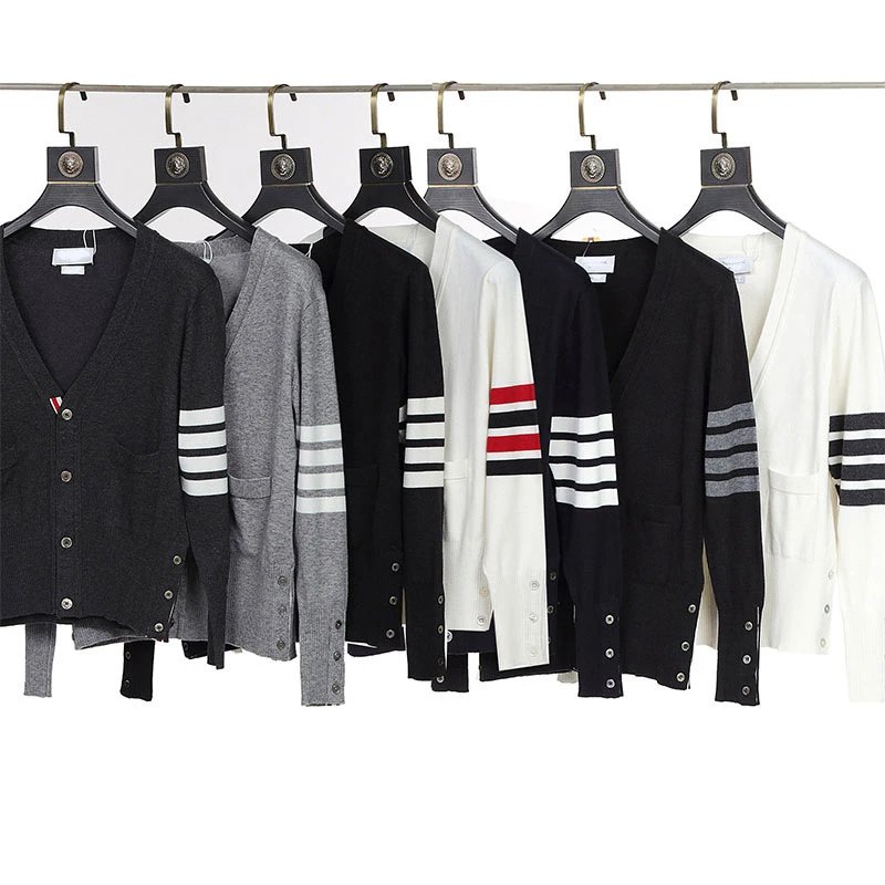 Four Stripes Korean Version Wool Fitted Cardigan