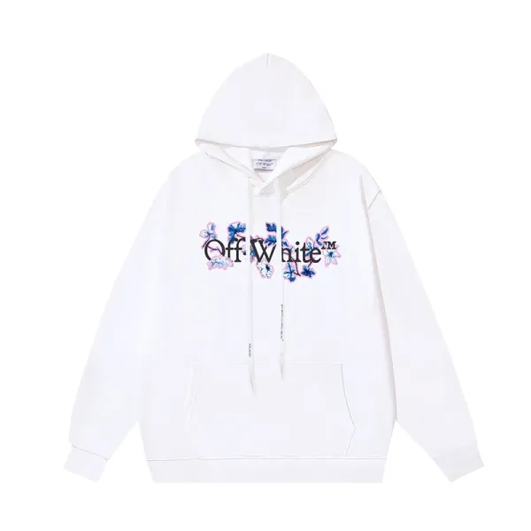 Off-White Floral Logo Hoodie White - 1