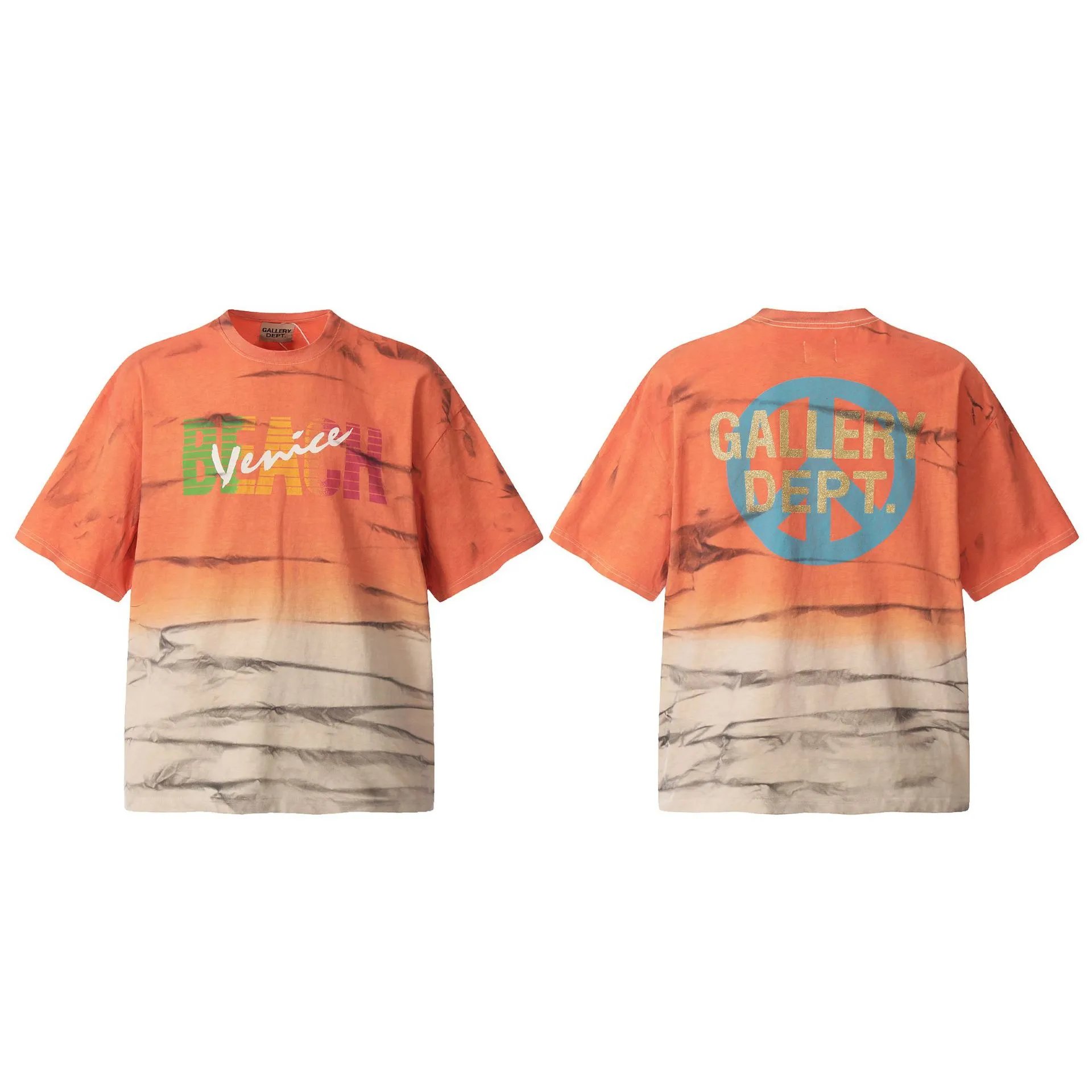 Washed Vintage Gold Letter Print T-Shirt photo 5
