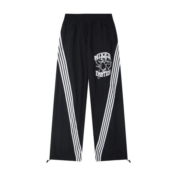 Mixed Emotion Track Pants Black with White Stripes - 1