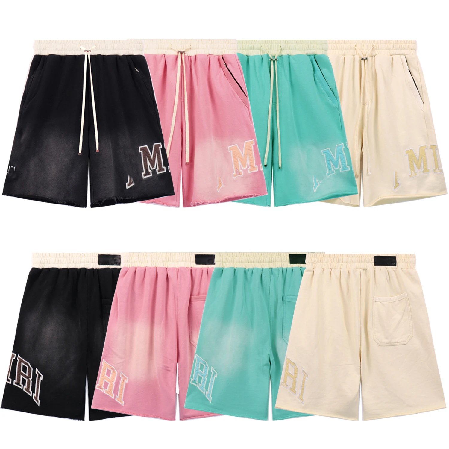 AMI Paris Logo Gradient Washed Cotton T-Shirt And Shorts Set