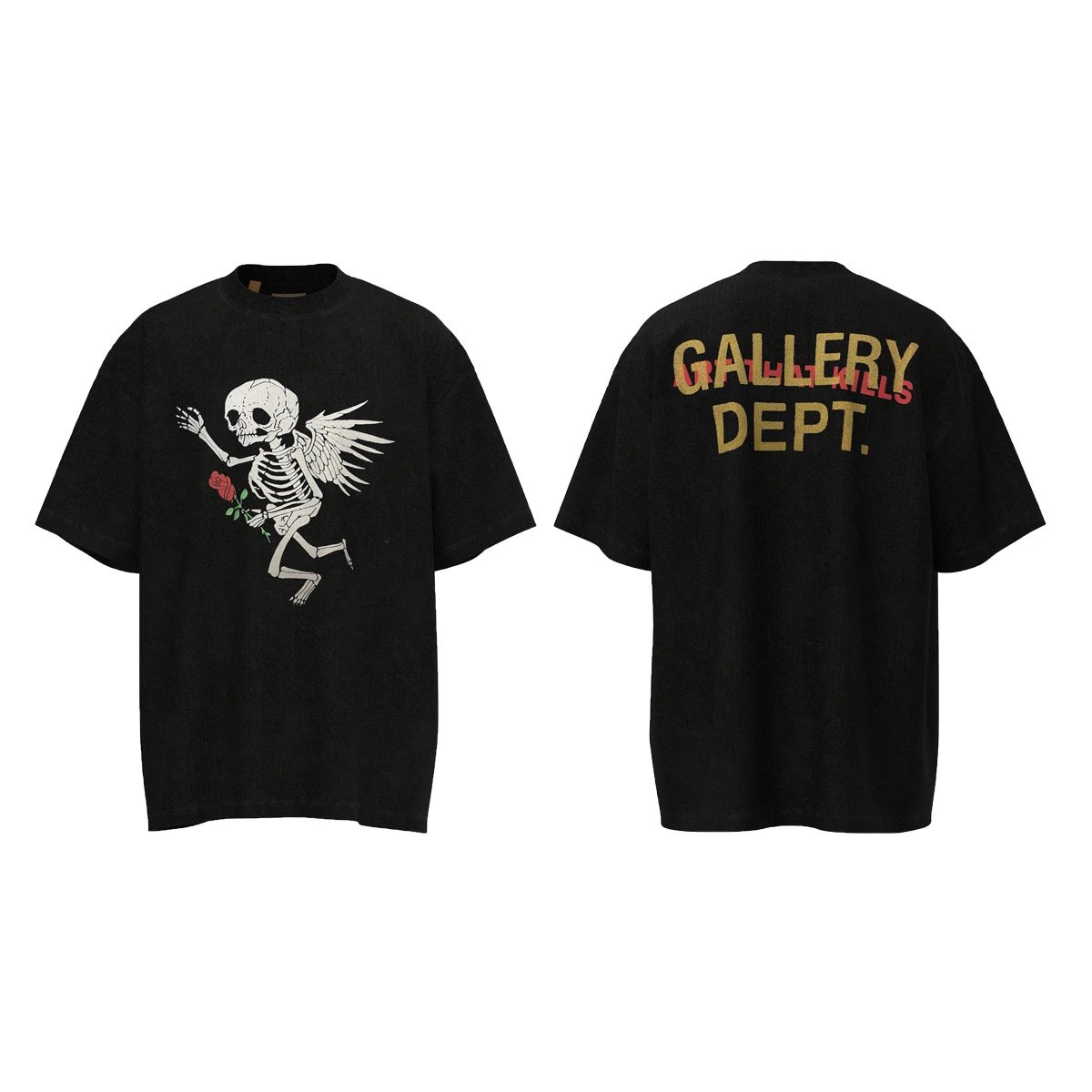 Washed Vintage Gold Letter Print T-Shirt photo 3
