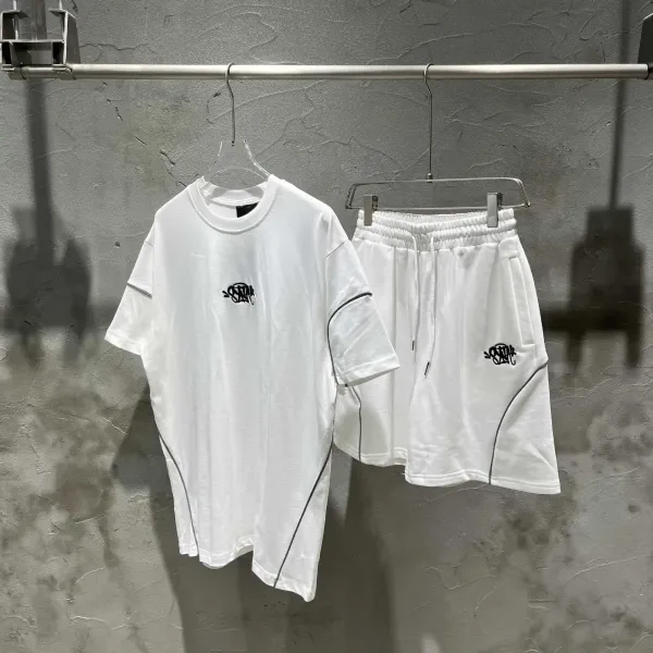 Design Sporty Track Shorts Black with White Piping - 6