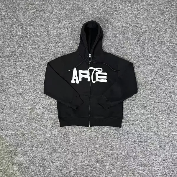 Arte Black Graphic Zip-Up Hoodie - 1