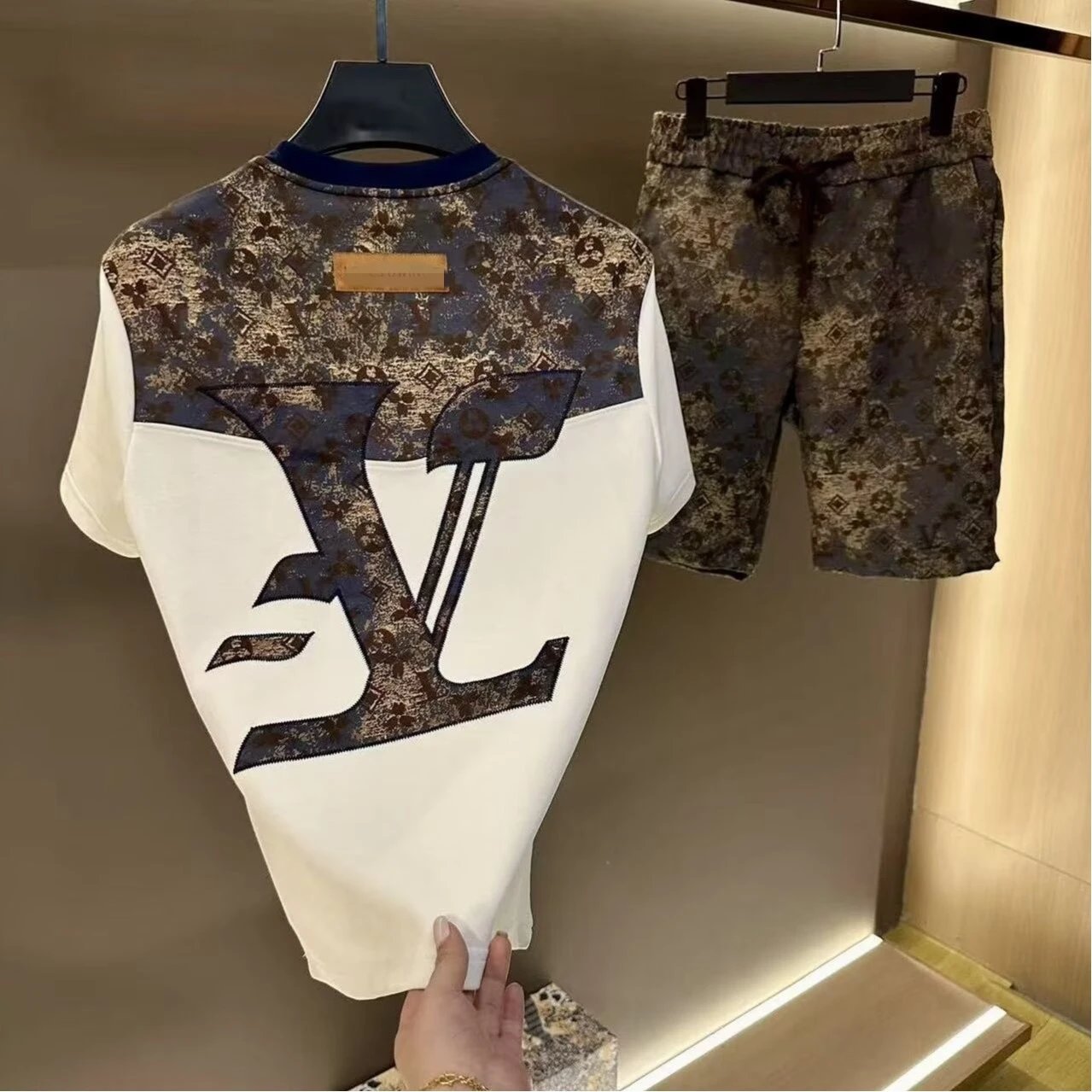 Louis Vuitton Matching Sets Monogram-print short-sleeve T-shirt and drawstring shorts set image 4