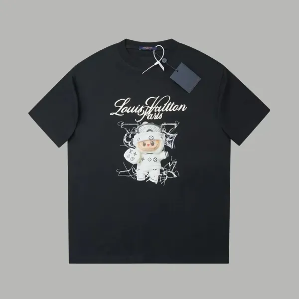 Louis Vuitton Logo Necklace Print Black T-Shirt - 9