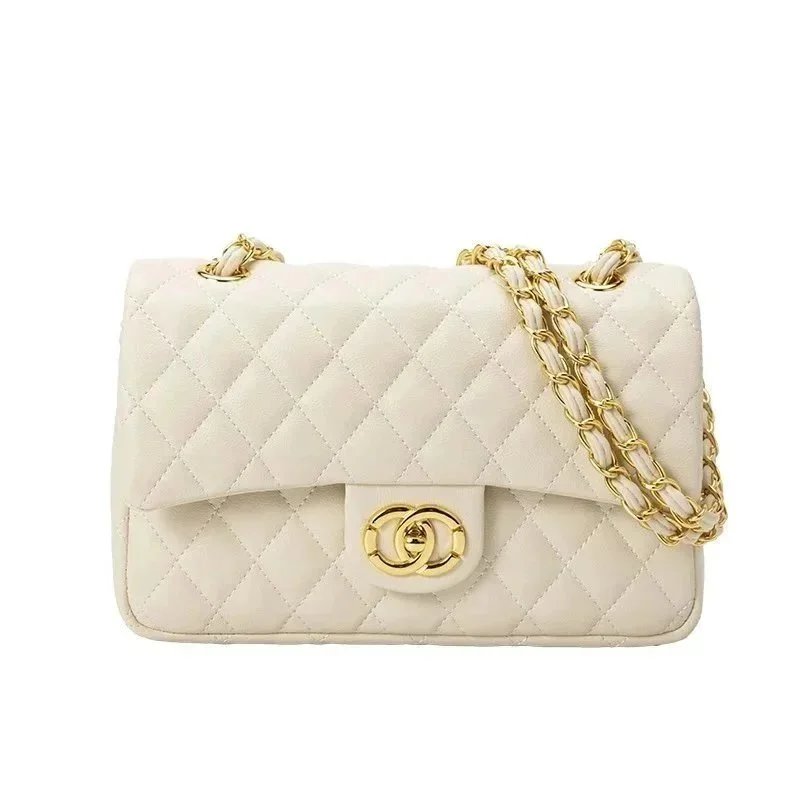 Chanel Classic Flap Bag Ivory Quilted Leather Chain Shoulder Bag - 1