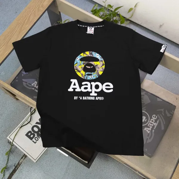 Aape By A Bathing Ape Logo Print Black Sweat Shorts - 7