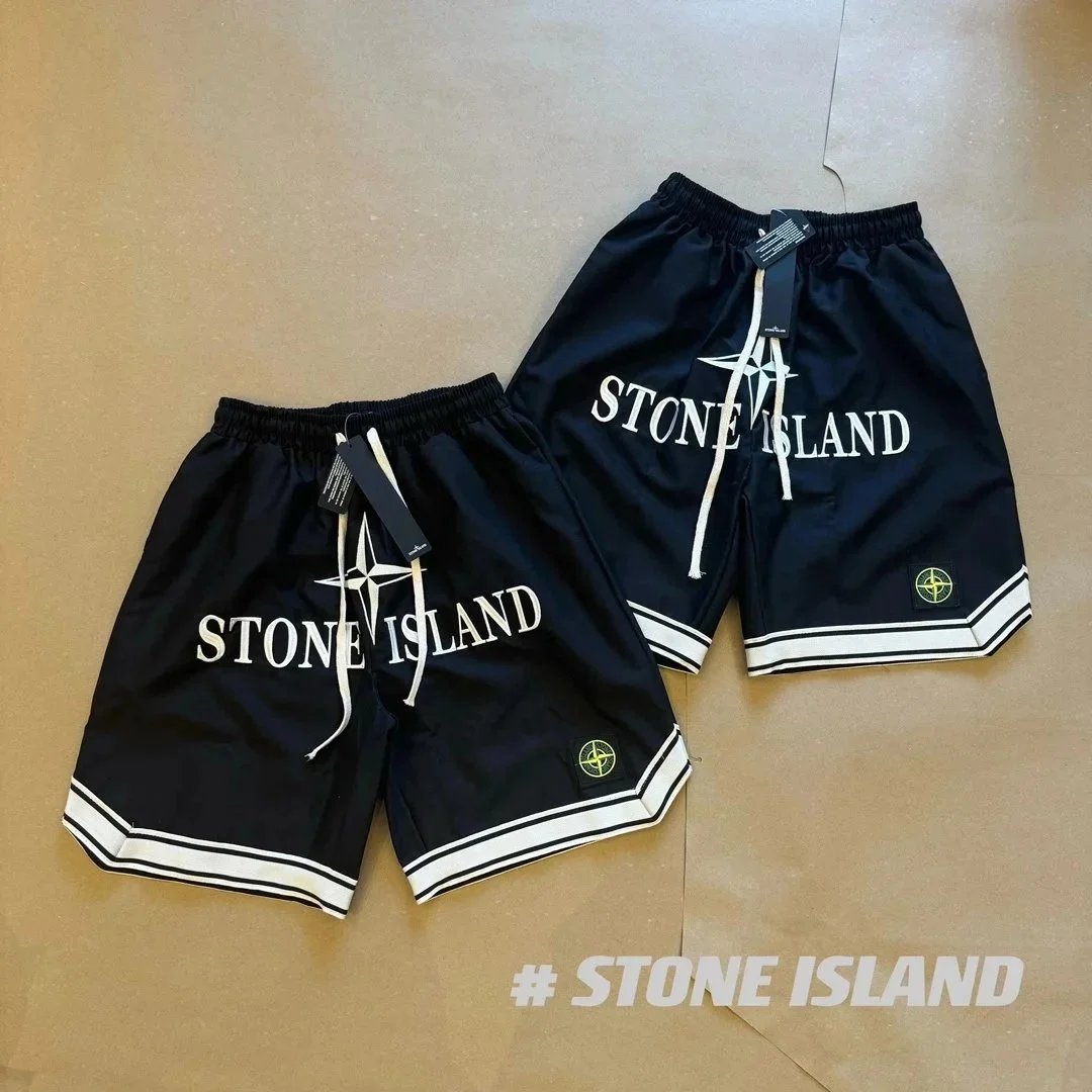 Stone Island Compass Logo Shorts Black / White - 9