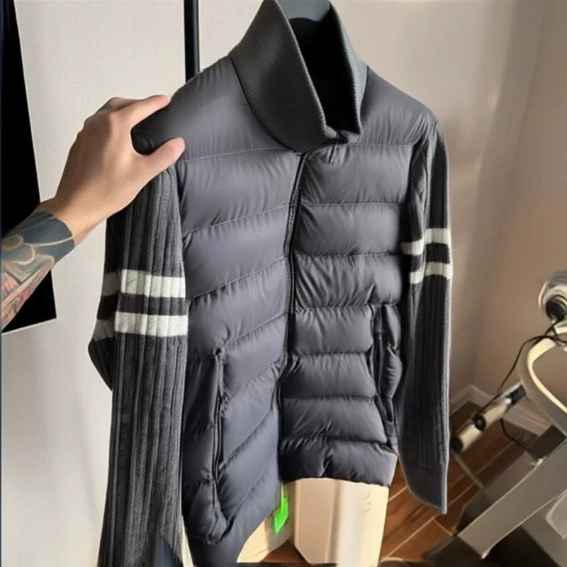 Fall Winter Knit Sleeve Duck Down Jacket
