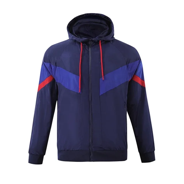 Olympique Lyonnais Jackets Hooded zip-front windbreaker jacket with contrast panels product detail image 19