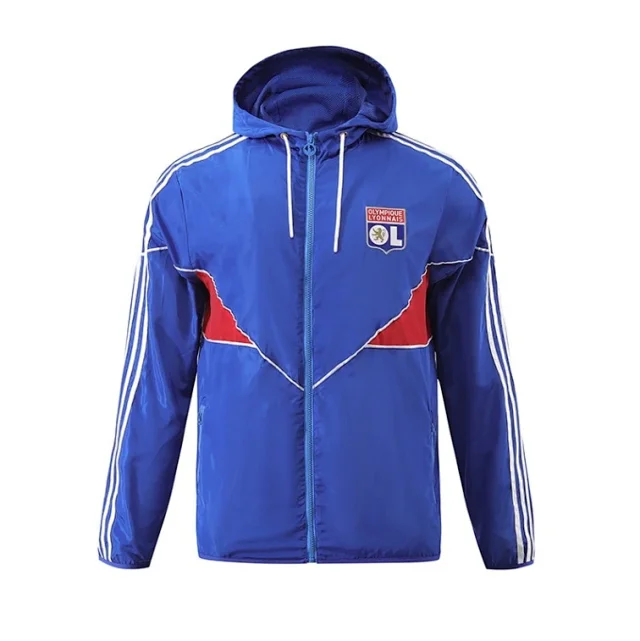 Olympique Lyonnais Jackets Hooded zip-front windbreaker jacket with contrast panels product detail image 12