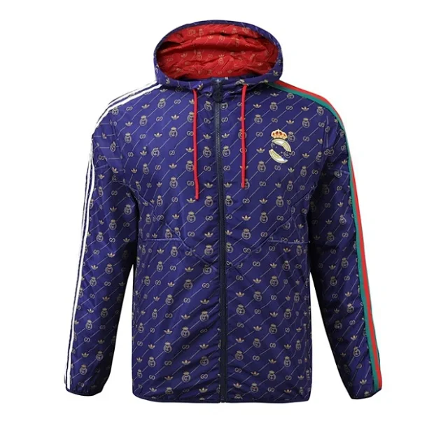 Olympique Lyonnais Jackets Hooded zip-front windbreaker jacket with contrast panels product detail image 34
