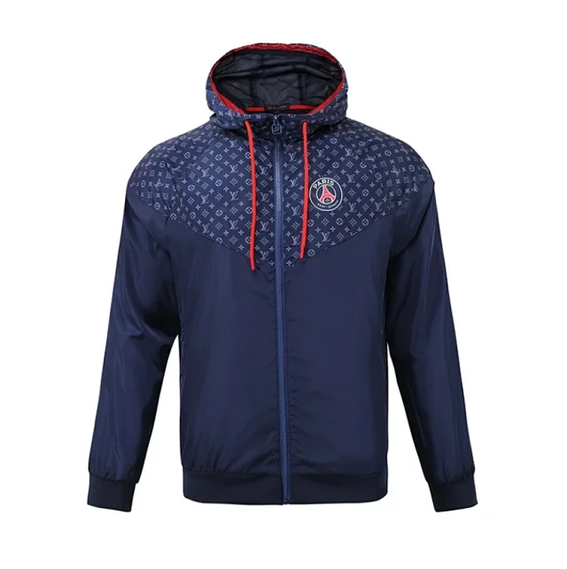 Olympique Lyonnais Jackets Hooded zip-front windbreaker jacket with contrast panels product detail image 21