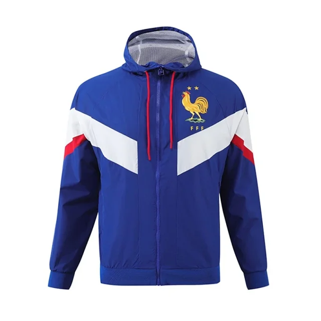 Olympique Lyonnais Jackets Hooded zip-front windbreaker jacket with contrast panels product detail image 29