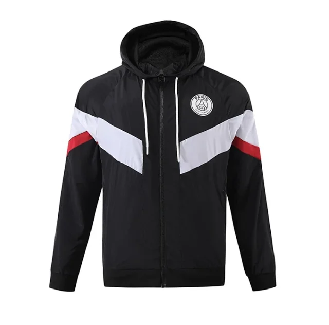 Olympique Lyonnais Jackets Hooded zip-front windbreaker jacket with contrast panels product detail image 22