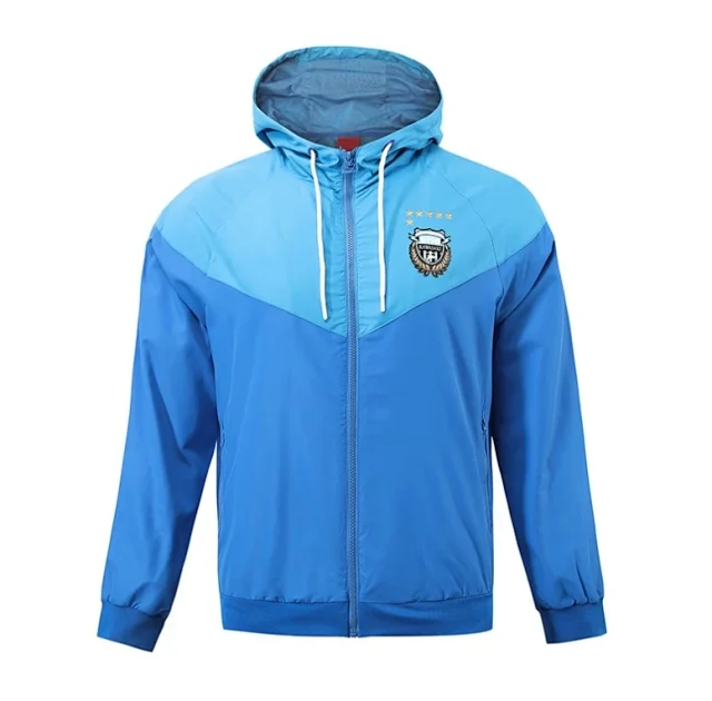 Olympique Lyonnais Jackets Hooded zip-front windbreaker jacket with contrast panels product detail image 18