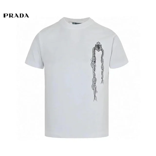 Prada T-Shirts Short-Sleeve Logo Print product detail image 13