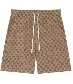 Dior Matching Sets 13-SQ002 Short-Sleeve T-Shirt and Drawstring Shorts Set with All-Over Monogram Pattern — 32 Khaki