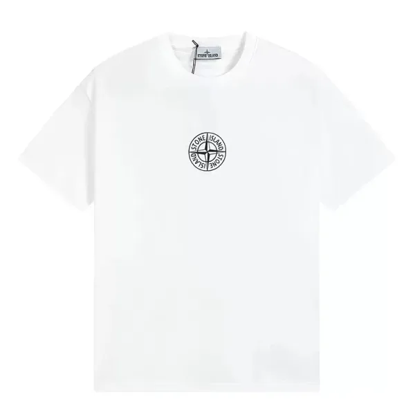 Stone Island Graphic Print White T-Shirt and Beige Cargo Shorts Set - 15