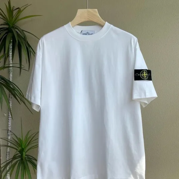 Stone Island White Compass Patch T-Shirt - 1