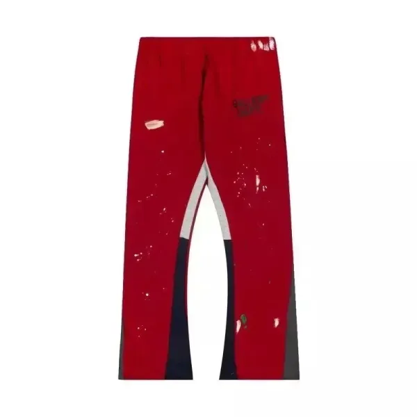 Off-White Paint-Splatter Distressed Sweatpants Red - 1