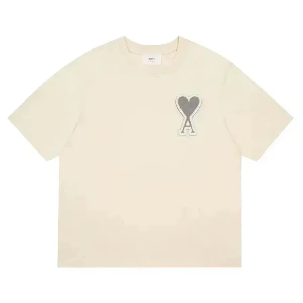 Ami Paris Heart Logo Beige T-Shirt - 1