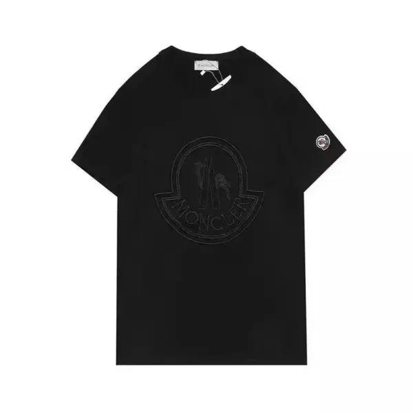 Moncler Logo Embroidered Black T-Shirt - 1