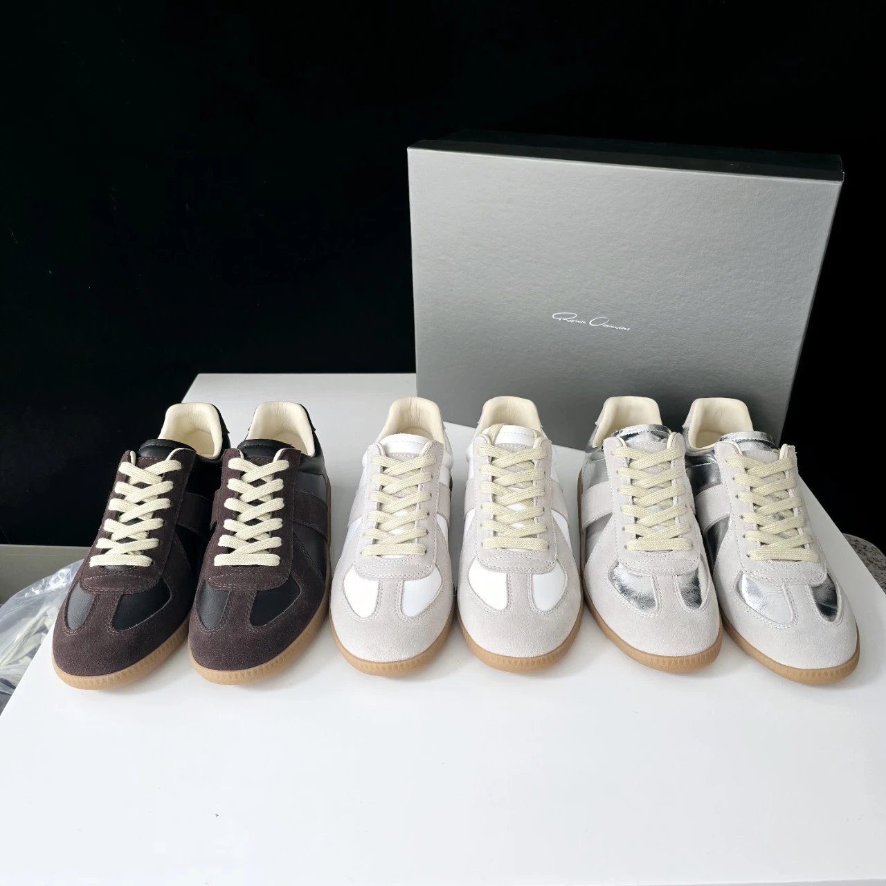 Rick Owens Ramones Low-Top Leather and Suede Sneaker