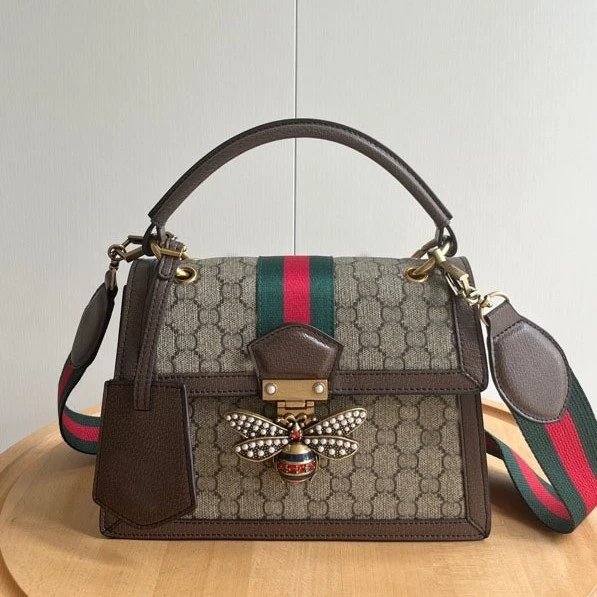 Gucci Ophidia Small Top Handle Bag with Bee Embellishment and Web Strap