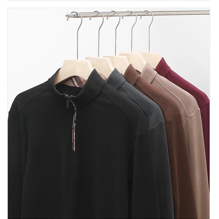 Men's Half-Zip Raglan Sleeve Sweatshirt with Plaid Collar Lining
