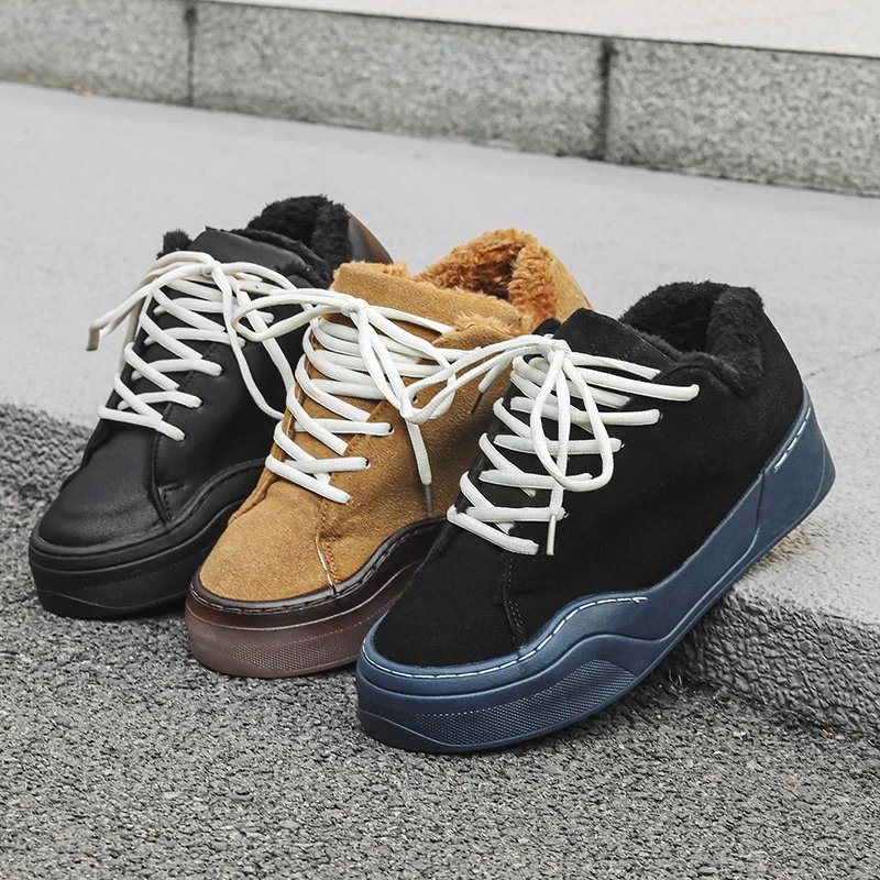 Unbranded Faux Fur Lined Platform Sneaker with Wedge Sole