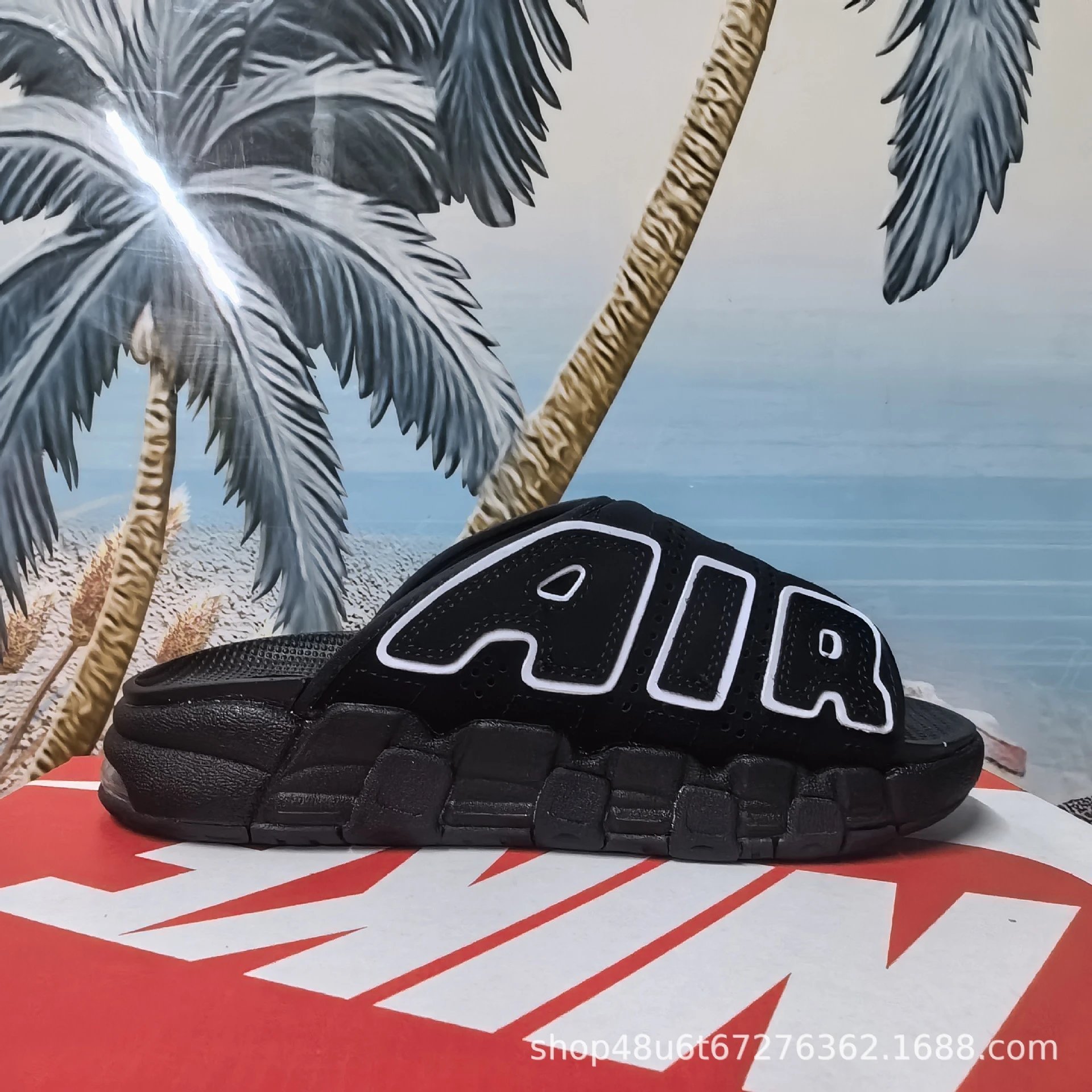 Nike Air More Uptempo Slide Sandal with Large AIR Branding