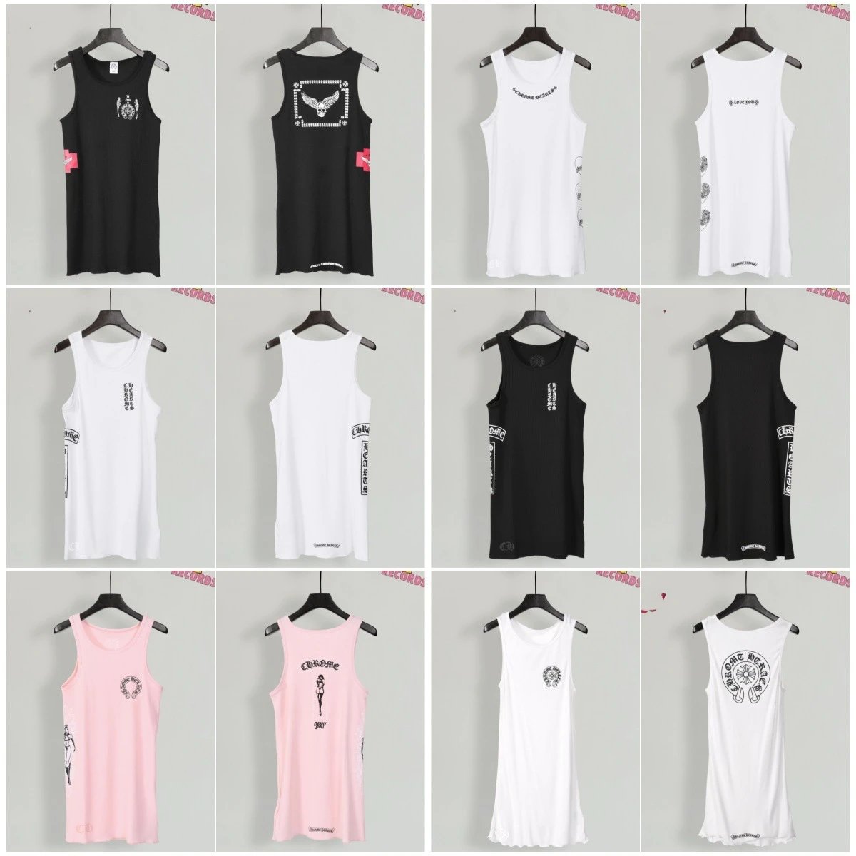 Chrome Hearts Ribbed Knit Tank Top with Cross Patch and Skull Graphics